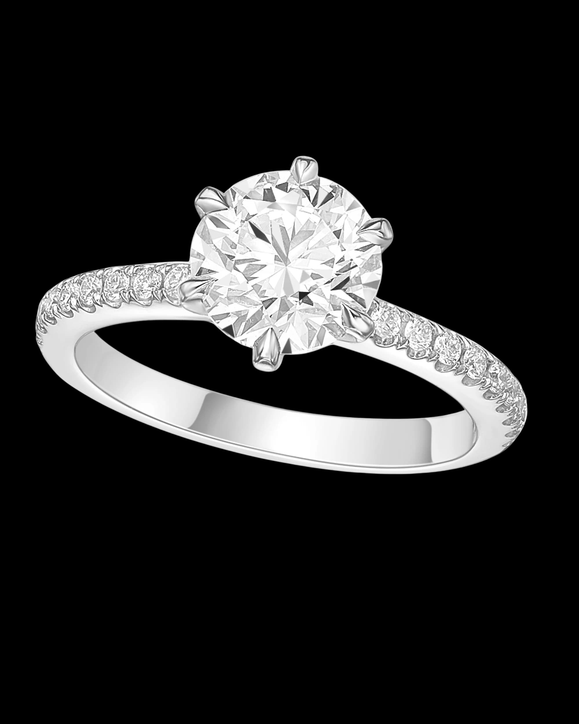 Signature band engagement ring front view on white background