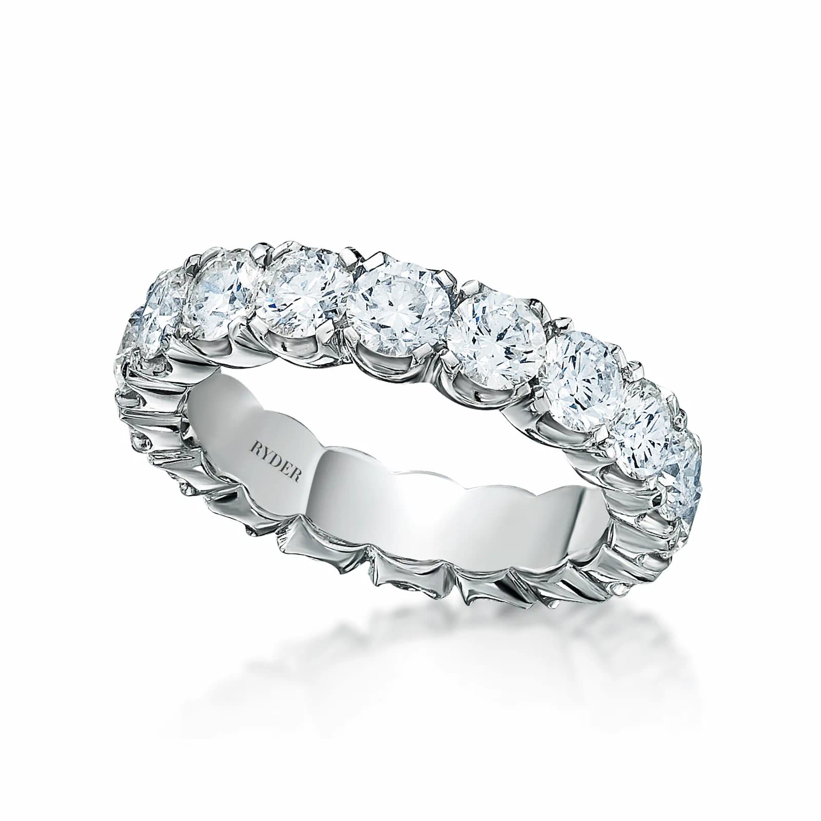 Full diamond eternity ring in a shared claw setting